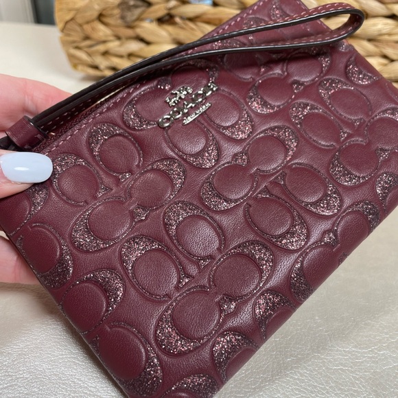 Coach Embossed Plum Wristlet - Picture 7 of 11